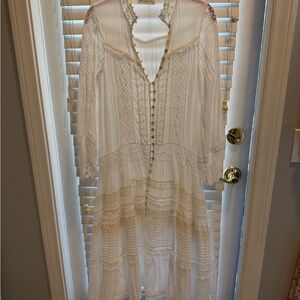 Spell Ivory Lace-Trim Maxi Dress